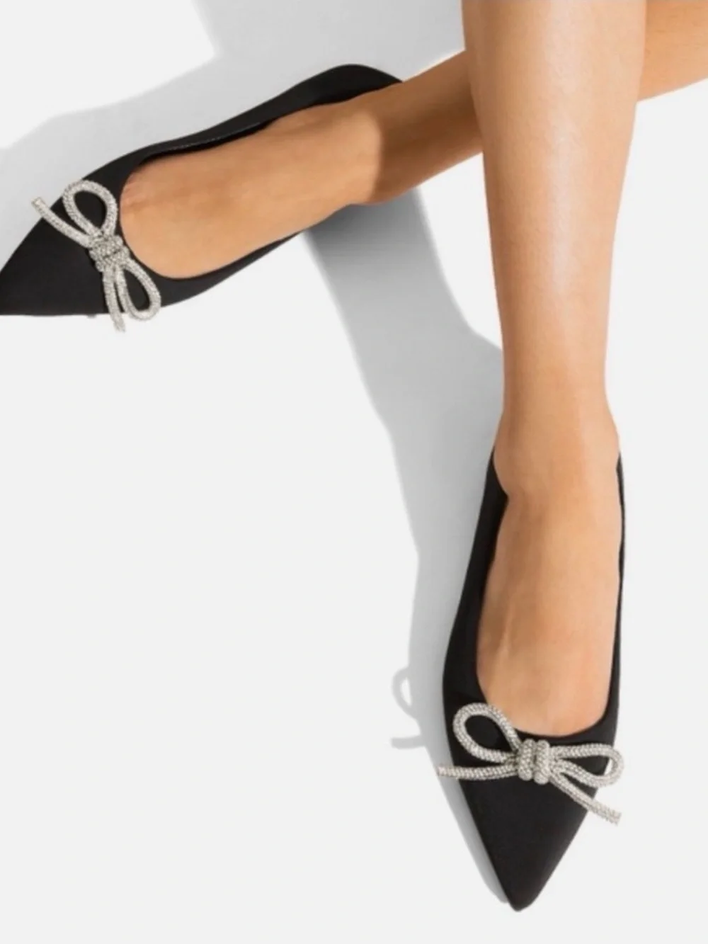 Zara Ballet Flats Decorated With Bow Black flats  size 10 brand new